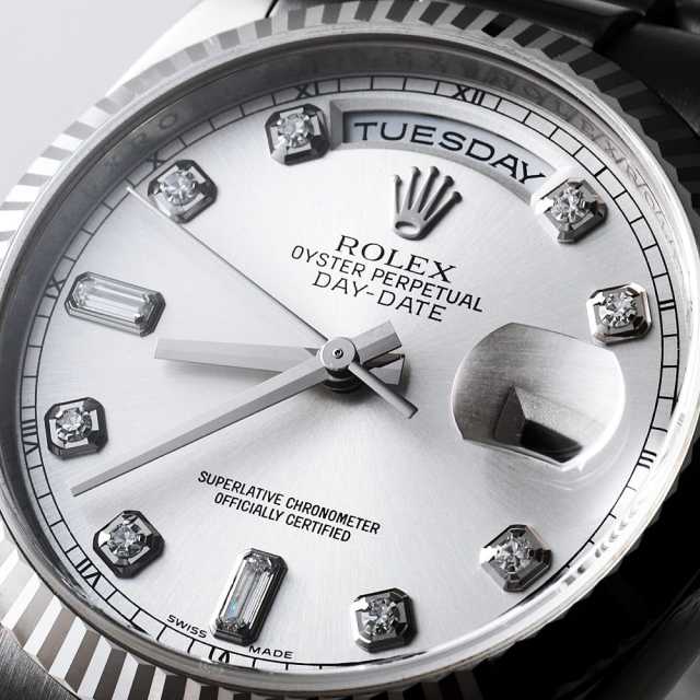 118239A シルバー ROLEX（ロレックス）デイデイト 8Pダイヤ 2P