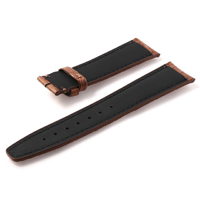 美品 希少カラー ゼニス 時計 レザーベルト クロコダイル 濃茶 防汗  