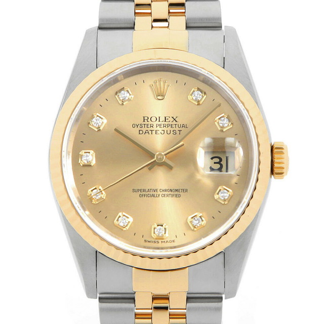 ロレックス デイトジャスト 10Pダイヤ M16013 16013G ホワイト/センターローマ ROLEX（ロレックス