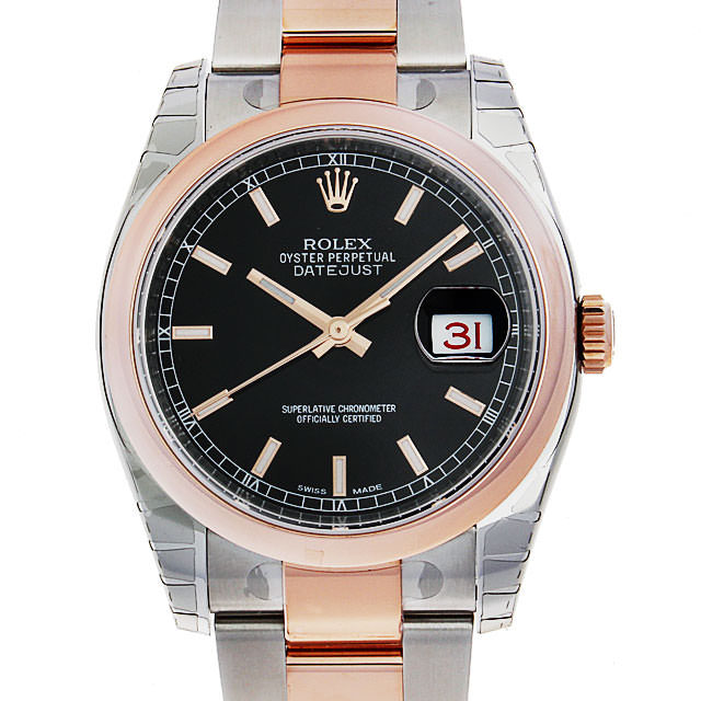 1161 ロレックス Rolex デイトジャスト ブラック バー ステンレススティール ピンクゴールド 新品 高級ブランド時計の販売 通販ならginza Rasin