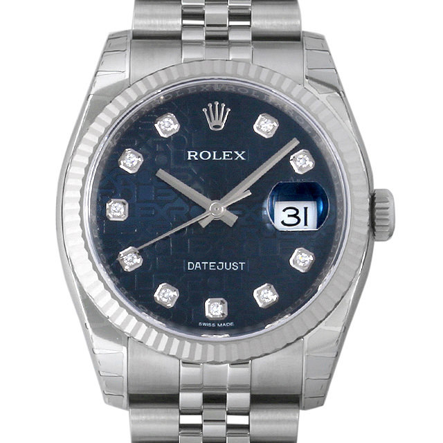 116234G ROLEX（ロレックス） デイトジャスト 10Pダイヤ ブルー彫り  