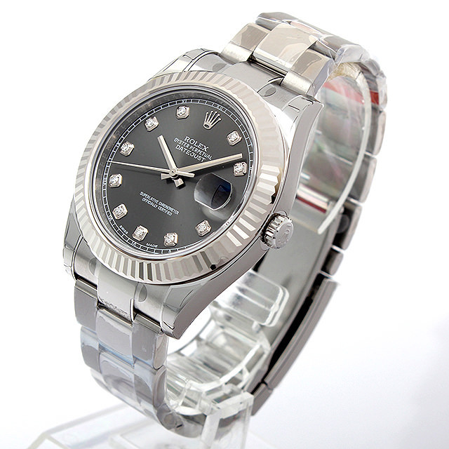 116334G ロレックス(ROLEX) デイトジャストII グレー/10Pダイヤ