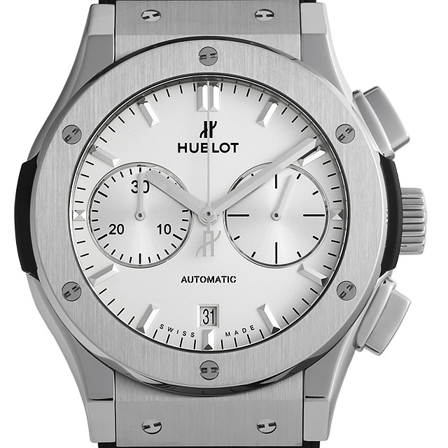 ウブロ HUBLOT クラシック・フュージョン クロノグラフ チタニウム オパリン  521.NX.2611.LR シルバー チタン/純正バックル・ラバーストラップ 自動巻き メンズ 腕時計