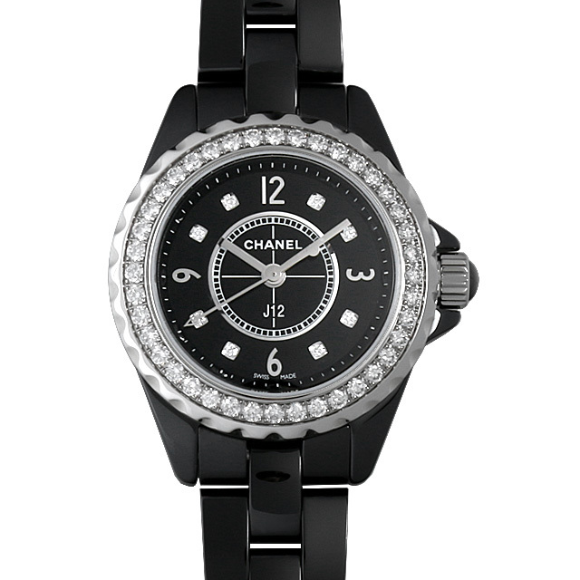 H2571 CHANEL（シャネル） J12 黒セラミック 8Pダイヤ ベゼルダイヤ  