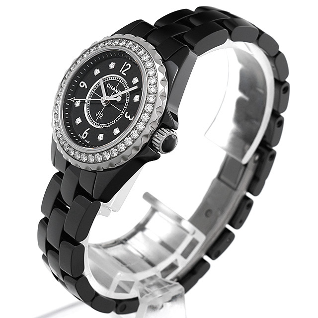 H2571 CHANEL（シャネル） J12 黒セラミック 8Pダイヤ ベゼルダイヤ  