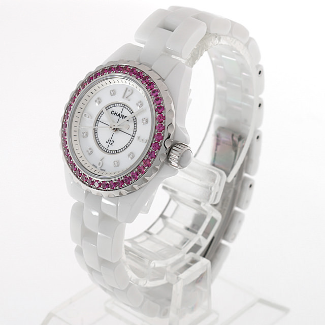 J12 白セラミック 8Pダイヤ ピンクサファイアベゼル H3243 サブ画像１