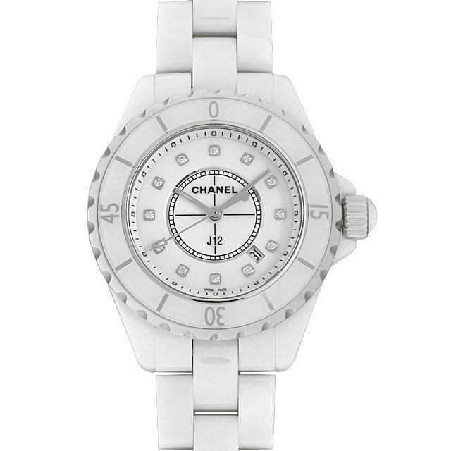 J12 白セラミック 12Pダイヤ H1628 メイン画像