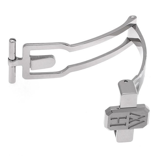 Genuine D-buckle, white gold, 16mm, deployment buckle (Sub-image 1)
