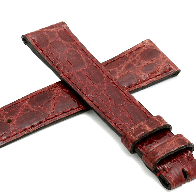 カミーユフォルネ 尾錠用革ベルト クロコダイル ワインレッド 16mm  