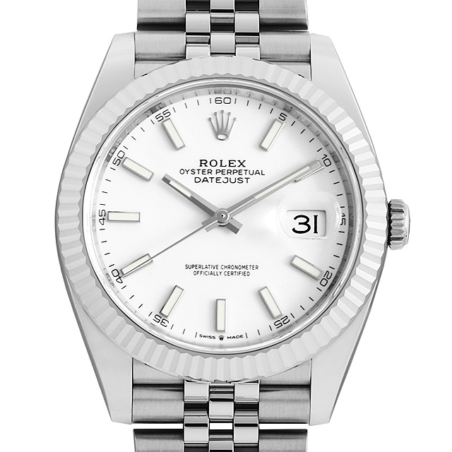 ロレックス デイトジャスト41 126334 ホワイト/バー ジュビリーブレス 新品 メンズ