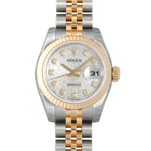 ロレックス デイトジャスト 10Pダイヤ 179173G シルバー彫りコンピューター 新品 レディース