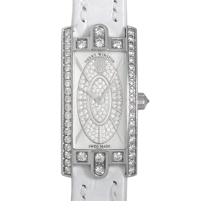 ハリーウィンストン HARRY WINSTON アヴェニューC ミニ エリプティック AVCQHM16WW052 ダイヤベゼル クォーツ 腕時計 K18WG シルバー AVCQHM16WW052 HARRY WINSTON（ハリーウィンストン） アヴェニューC