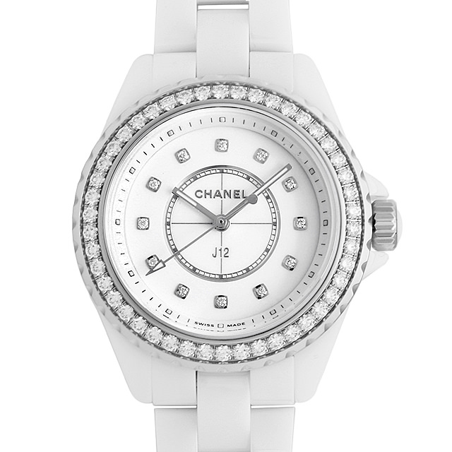 H6418 CHANEL（シャネル） J12 白セラミック 12Pダイヤ ベゼルダイヤ