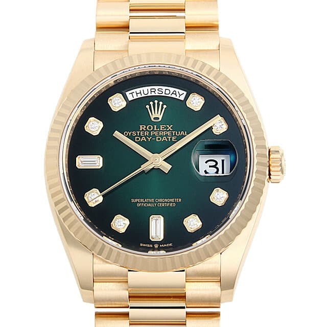 デイデイト36 8Pラウンド/2Pバゲットダイヤ 128238A メイン画像