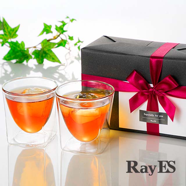 ペア　結婚祝い　誕生日プレゼント　退職祝い　　rayes レイエス　ダブルウォールグラス