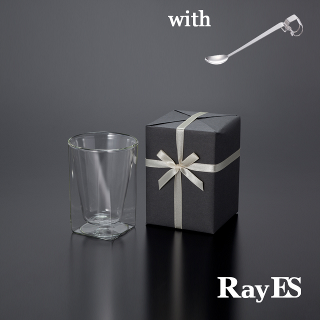 ダブルウォールグラスRayESレイエスのギフト グラス セット　ロックグラス　スプーン