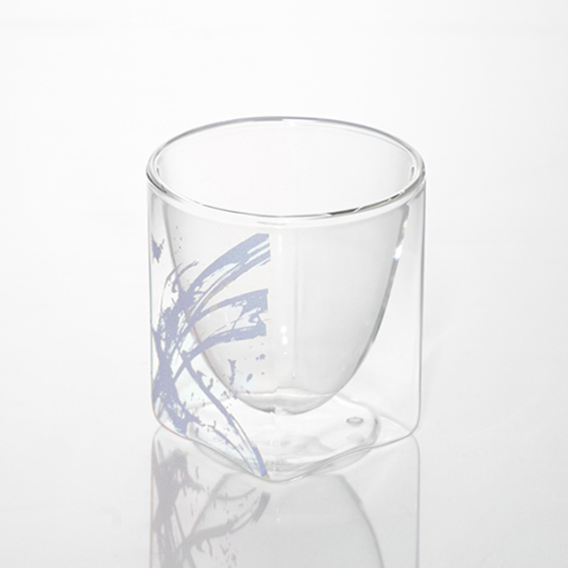 200ml　勢　筆　ブルー　和柄　rayes レイエス　ダブルウォールグラス