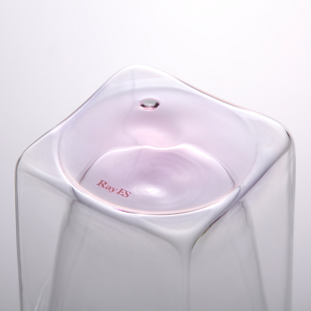 RayES/レイエス ダブルウォールグラス RDS-002cpk 300ml クリアーピンク 桃 紫 ピンク パープル クリアー グラデーション 透明 カラー rayes レイエス スクエア ダブルウォールグラス