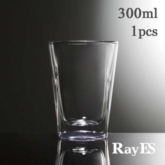 RayES/レイエス ダブルウォールグラス RDS-002cpk 300ml クリアーピンク 桃 紫 ピンク パープル クリアー グラデーション 透明 カラー rayes レイエス スクエア ダブルウォールグラス