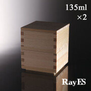 RayES／レイエス　ダブルウォールグラス　ジュウバコマス　SJM-01　135ml×2　蓋付き国産桧枡  薄飲み口仕様