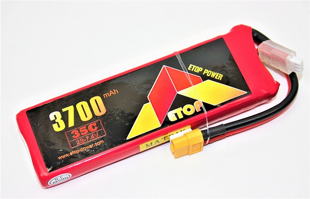 Ｌｉｐｏ　２Ｓ-３７００ｍＡｈ（３５Ｃ）XT60付- Ｅ－Ｔｏｐ　Ｐｏｗｅｒ