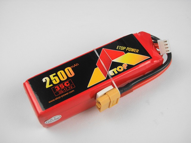 Ｌｉｐｏ　３Ｓ-２５００mAh（３５Ｃ）ＸＴ６０付き　Ｅ－Ｔｏｐ　Ｐｏｗｅｒ