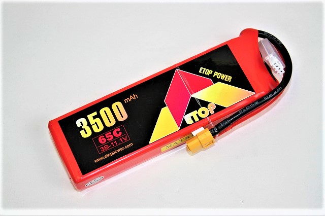Ｌｉｐｏ　３Ｓ-３５００mAh（６５C)　ＸＴ６０付き　Ｅ－Ｔｏｐ　Ｐｏｗｅｒ