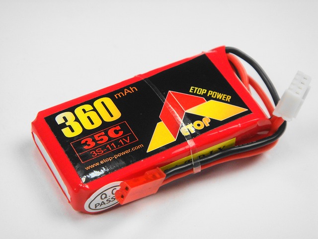 Ｌｉｐｏ　３Ｓ-３６０mAh（３５C)JST　Ｅ－Ｔｏｐ　Ｐｏｗｅｒ