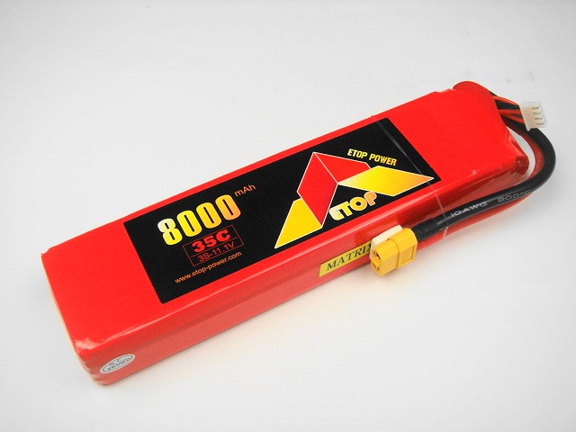 Ｌｉｐｏ　３Ｓー８０００mAh（３５C)ＸＴ６０　Ｅ－Ｔｏｐ　Ｐｏｗｅｒ
