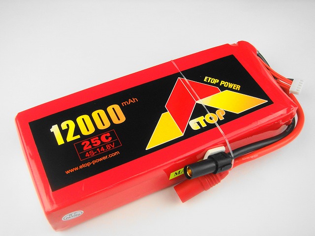Ｌｉｐｏ　４Ｓー１２０００mAh（２５C) AS150/XT150コネクター付きＥ－Ｔｏｐ　Ｐｏｗｅｒ