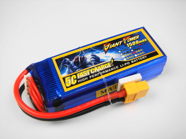 Ｌｉｐｏ　４Ｓー１５００mAh（３５C)ＸＴ６０付きーGiant- Power