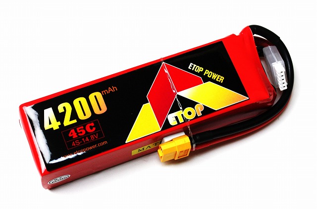 Ｌｉｐｏ　４Ｓー４２００mAh（４５Ｃ）ＸＴ６０付き　Ｅ－Ｔｏｐ　Ｐｏｗｅｒ