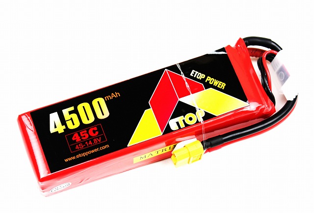 Ｌｉｐｏ　４Ｓー４５００mAh（４５C)　XT６０付き　Ｅ－Ｔｏｐ　Ｐｏｗｅｒ