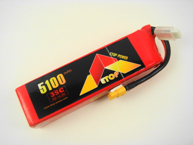 Ｌｉｐｏ　４Ｓー５１００mAh（３５C）ＸＴ６０付き（Ｂ）　Ｅ－Ｔｏｐ　Ｐｏｗｅｒ
