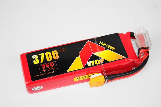 Ｌｉｐｏ　４Ｓー３７００mAh（３５C)　ＸＴ６０付き　Ｅ－Ｔｏｐ　Ｐｏｗｅｒ