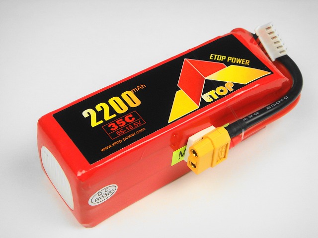 Ｌｉｐｏ　５Ｓー２２００mAh（３５C)XT60　Ｅ－Ｔｏｐ　Ｐｏｗｅｒ