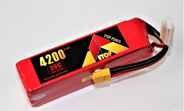 Ｌｉｐｏ　５Ｓー４２００mAh（３５C)ＸＴ６０付き（Ｂ）　Ｅ－Ｔｏｐ　Ｐｏｗｅｒ