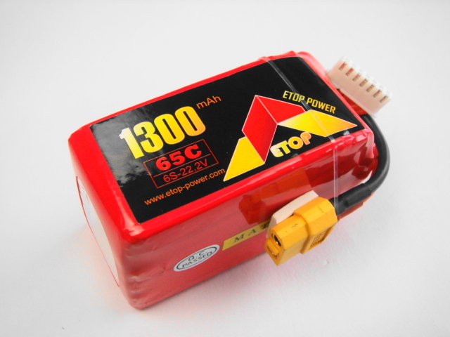 Ｌｉｐｏ　６Ｓー１３００mAh（６５Ｃ）ＸＴ６０付き　Ｅ－Ｔｏｐ　Ｐｏｗｅｒ