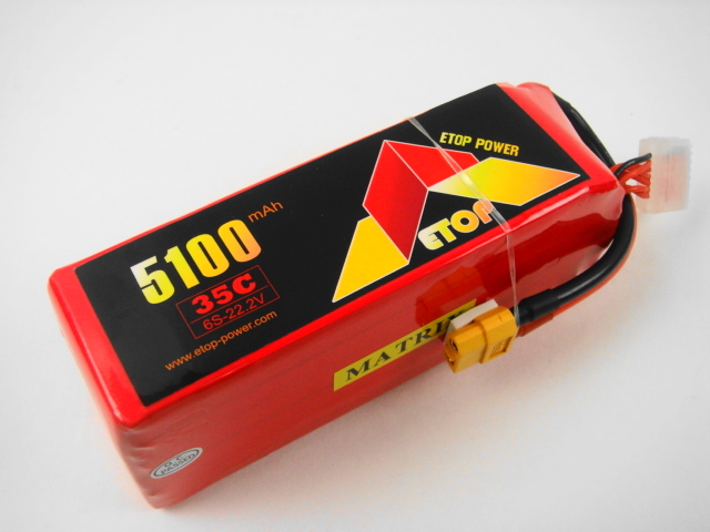 Ｌｉｐｏ　６Ｓー５１００mAh（３５Ｃ）ＸＴ６０付き（Ａ）　Ｅ－Ｔｏｐ　Ｐｏｗｅｒ　