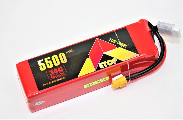 Ｌｉｐｏ　６Ｓー５５００mAh（３５Ｃ)ＸＴ６０付き　Ｅ－Ｔｏｐ　Ｐｏｗｅｒ　