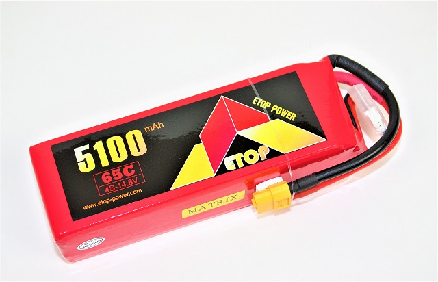 Ｌｉｐｏ　４Ｓー５１００mAh（６５C）XT60　Ｅ－Ｔｏｐ　Ｐｏｗｅｒ