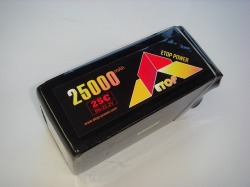 Ｌｉｐｏ　６Ｓー２５０００mAh（２５C)ＡＳ１５０／ＸＴ１５０コネクター付き-ETop Power