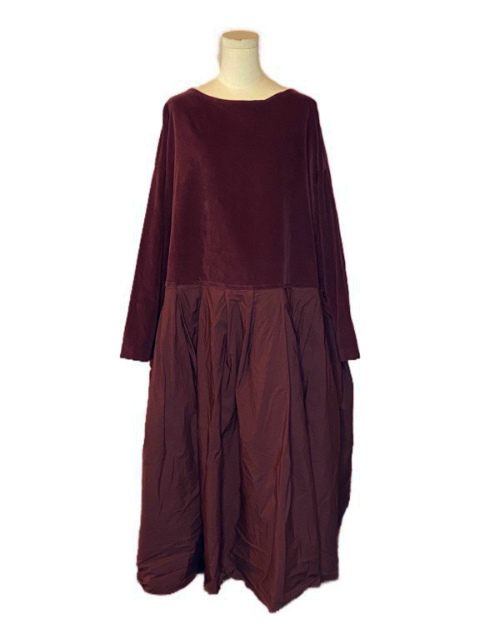 ≪New Arrival≫ALBUM DI FAMIGLIA/BOATNECK PLEATED DRESS V TC[26W31236］[34-262-003]