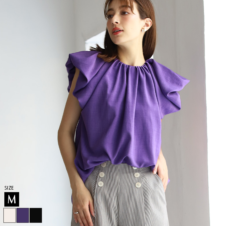 リネンライクタックバルーンブラウス(51701W)