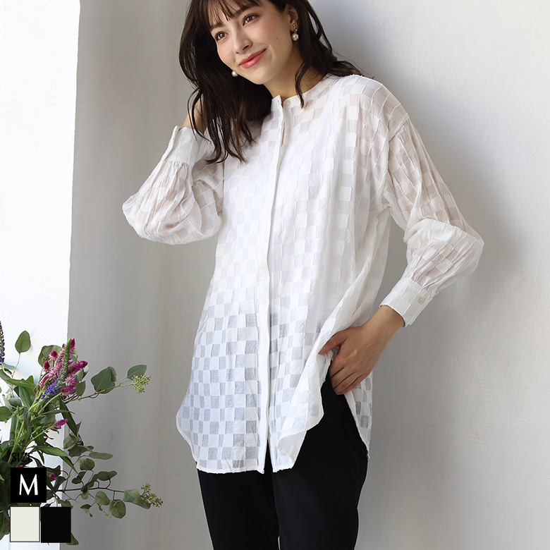 チェッカーフラッグシアーブラウス(293-30103)