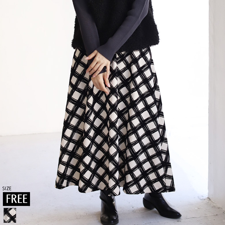 フロッキーチェックジャガードスカート(R593207)