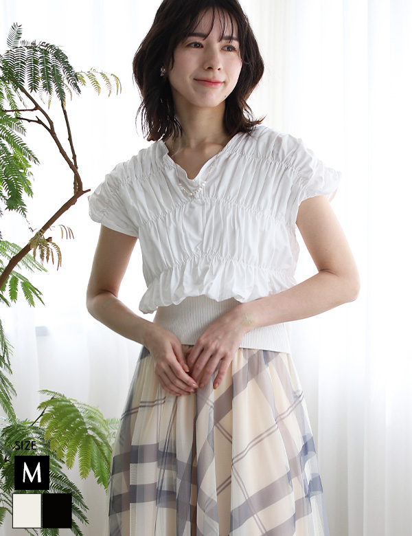 ワイドリブギャザーブラウス(70040-4153)