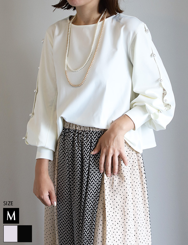 パール×レーススリーブプルオーバー(812-95126)