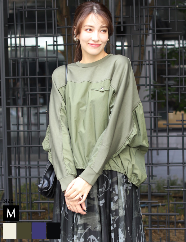 異素材切替えドルマンプルオーバー(980-22110)