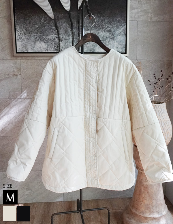 ノーカラーキルティングコート(22-0091)